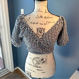 Sim & Sam Gingham faux Wrap crop Top